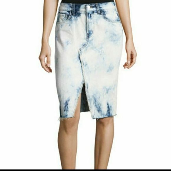 J BRANDTrystan Bleached Denim Midi Skirt with Raw Hem, Elation size 27 - Picture 1 of 13